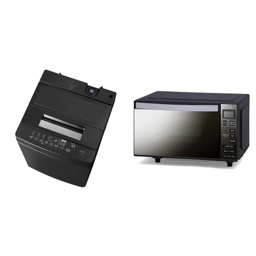 【セット買い】【Amazon.co.jp限定】アイリスオーヤマ 洗濯機 7kg ブラック TNI-70A1-B+電子レンジ 18L フラットテーブル